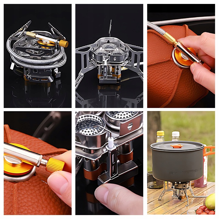 Doskonała MINI kuchenka turystyczna gazowa na kartusze z adapterem 5800W