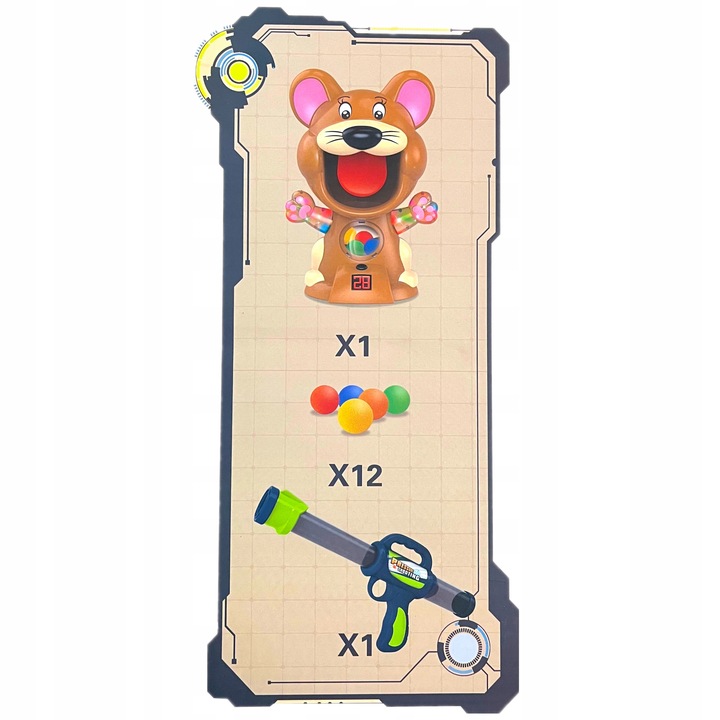 GRA ZRĘCZNOŚCIOWA MYSZ STRZELANIE DO CELU PISTOLET KULKI PREZENT DLA DZIECI