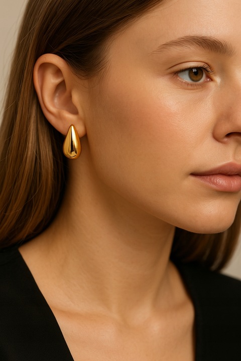 Srebrne kolczyki 925 duże krople łezki sztyfty srebro złocone oryginalne