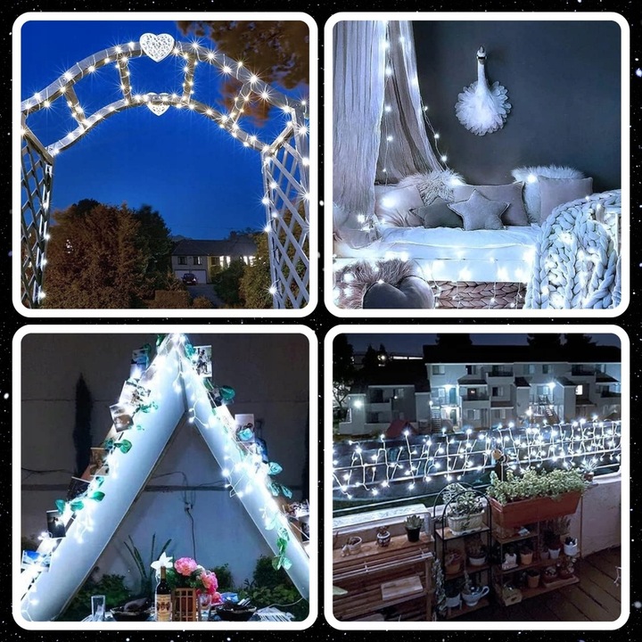 LAMPKI CHOINKOWE ŚWIĄTECZNE 1000LED ZEWNĘTRZNE WEWNĘTRZNE BIAŁE ZIMNE 68M