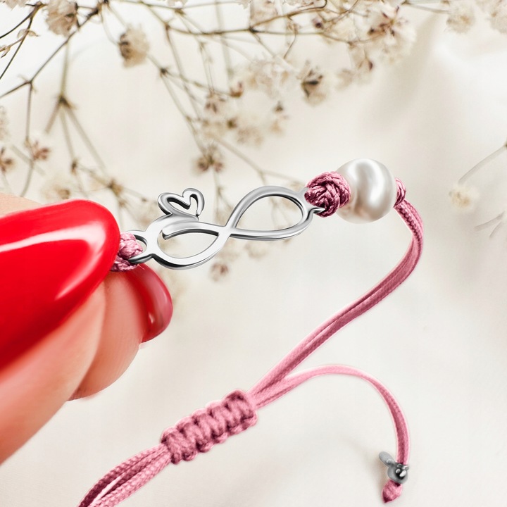 Bransoletki dla dziewczynek srebrna nieskończoność bransoletka na sznurku