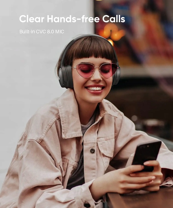 Słuchawki z redukcją szumów Bluetooth 5.0, bezprzewodowe słuchawki nauszne,