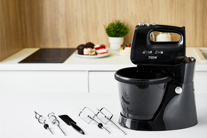 Mikser ręczny 2 misy obrotowe zestaw czarny MPM MMR-22Z/C 750W