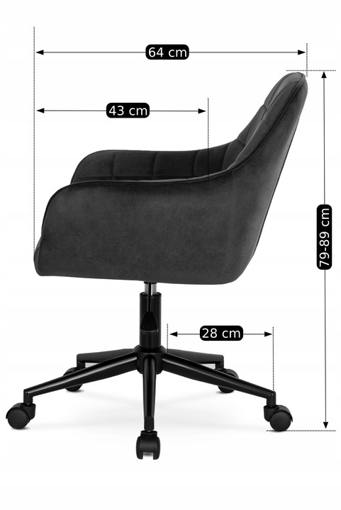 Krzesło Obrotowe Fotel Młodzieżowy Obrotowy Dla Dziecka Czarny Welur LUCY