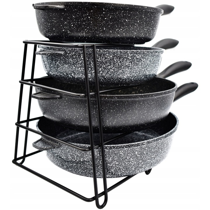 STOJAK ORGANIZER NA PATELNIE POKRYWKI PÓŁKA STALOWY CZARNY SUSZARKA SOLIDNY