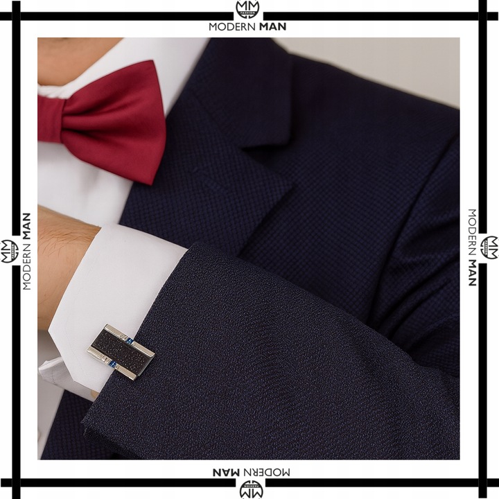 SPINKI DO MANKIETÓW MĘSKIE SREBRNE DO KOSZULI ELEGANCKIE PUDEŁKO PREZENT