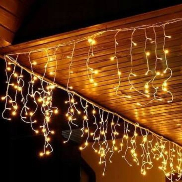 Lampki Sople Białe Choinkowe Świąteczne Zewnętrzne Ciepłe Blask 300 Led