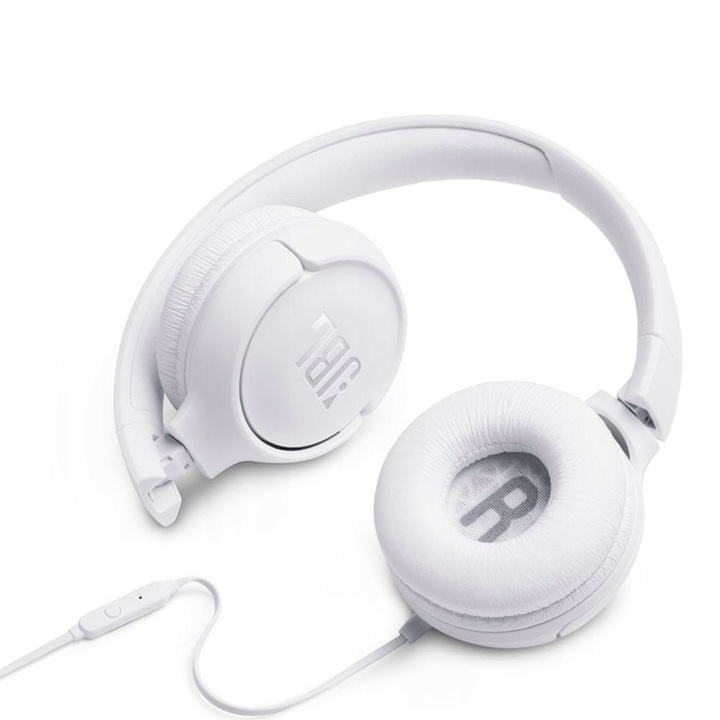 SŁUCHAWKI PRZEWODOWE JBL TUNE 500 BIAŁE NAUSZNE PRZETWORNIK 32 MM