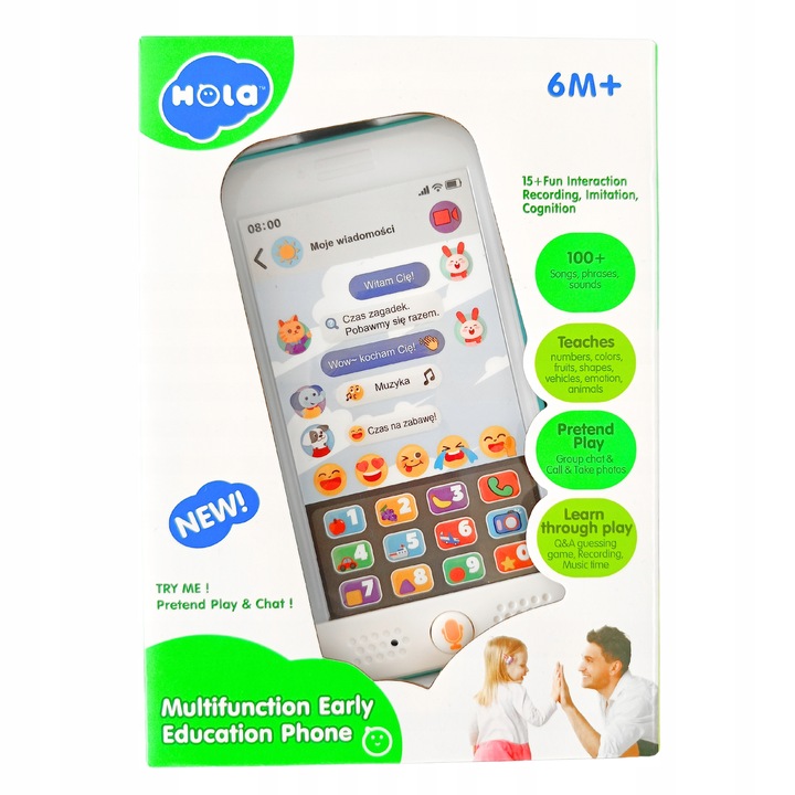 Hola Interaktywny telefon dla dzieci smartfon edukacyjny 100 dźwięków gra