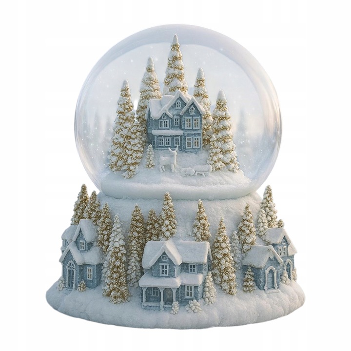 Śnieżna szklana Kula Z Pozytywką Świąteczna zimowe miasto dekoracja choinki