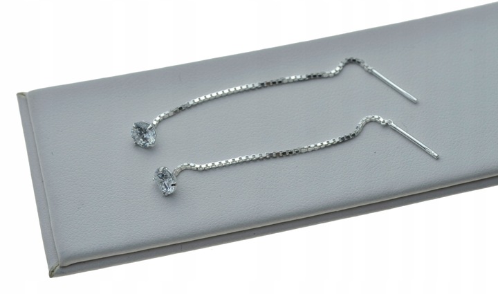 KOLCZYKI SREBRNE PRZECIĄGANE Z CYRKONIĄ 5MM SREBRO