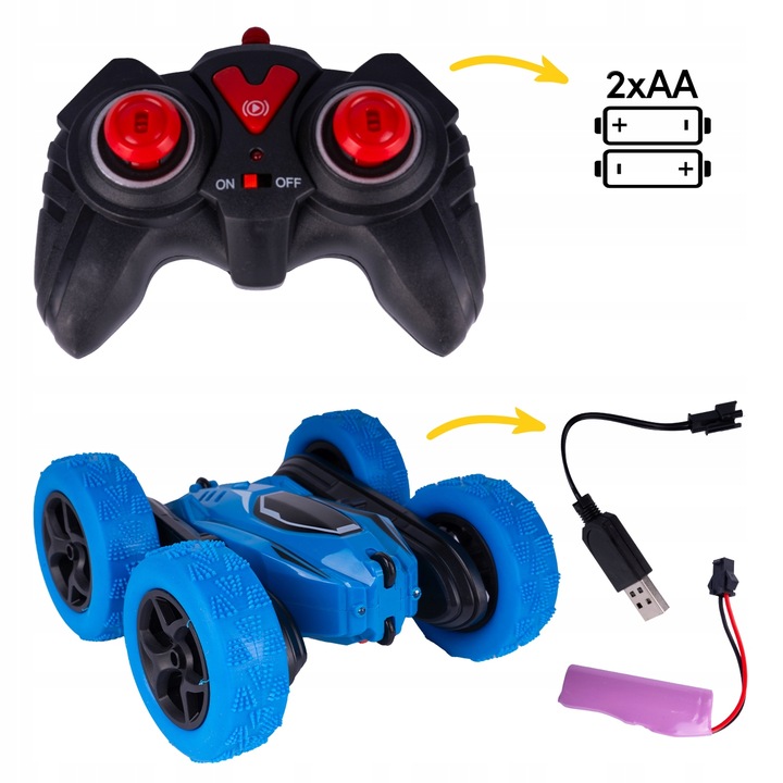 SAMOCHÓD TWISTER 360 ZDALNIE STEROWANY AKROBATA KASKADER AUTO LED PILOT RC