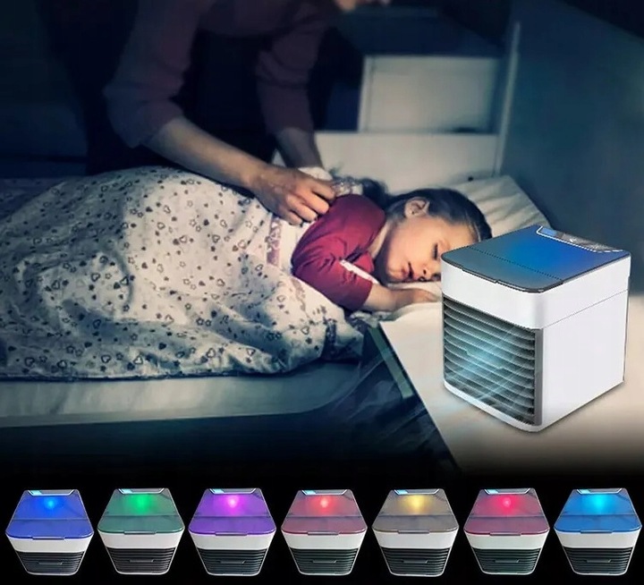 PRZENOŚNY MAŁY KLIMATYZER USB NA WODĘ i LÓD 3W1 KLIMATOR DO DOMU WENTYLATOR