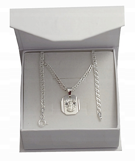 Łańcuszek Srebrny Rombo 3,00 mm z Medalikiem pr 925 Grawer Gratis