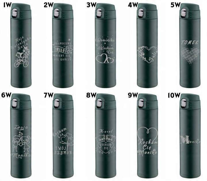 Kubek termiczny zielony z ustnikiem blokadą 520ml GRAWER logo Urodziny