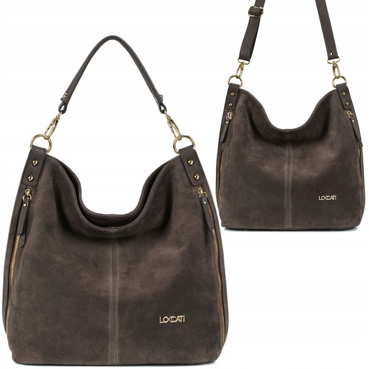 Zamszowa torebka damska a4 dobrej jakości ciemny brąz z naturalnego zamszu