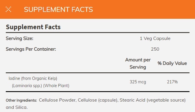 NOW FOODS KELP 325MCG 250K JOD TARCZYCA IODINE