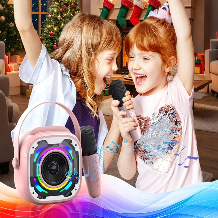 BEZPRZEWODOWY ZESTAW DO KARAOKE GŁOŚNIK BLUETOOTH + 2 MIKROFONY NA PREZENT