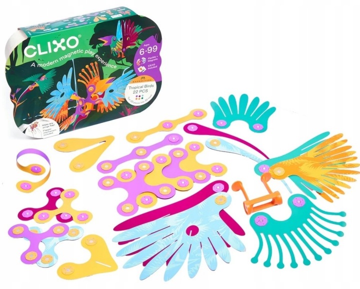 CLIXO CL-0149 Tropikalne Ptaki Kretywne magnetyczne klocki konstrukcyjne