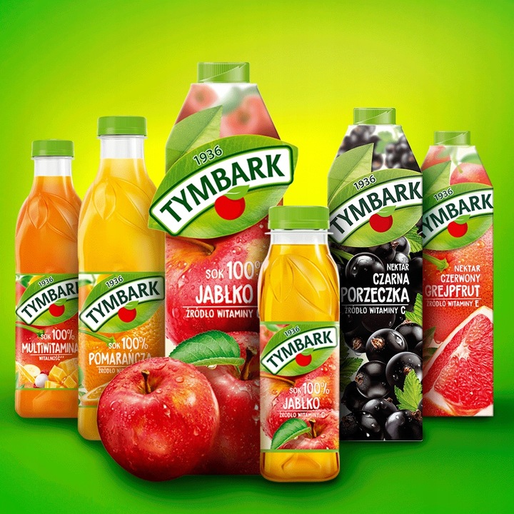 Sok 100% Tymbark Pomarańcza źródło witamin 6x 1l