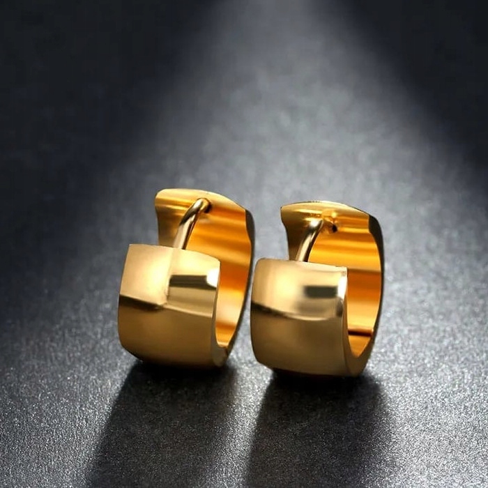 Złote Kolczyki Koła Stal Chirurgiczna + Pudełko