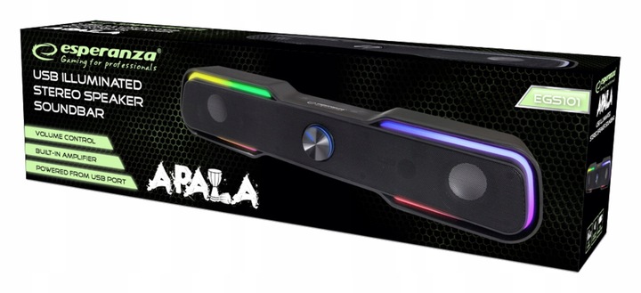 Głośnik USB SOUNDBAR LED RAINBOW APALA EGS101