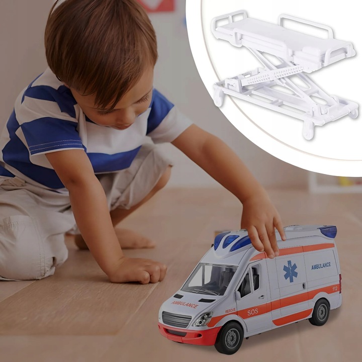 Auto Karetka Pogotowia Ambulans Bus Napęd Dźwięki Otwierane Drzwi z noszami