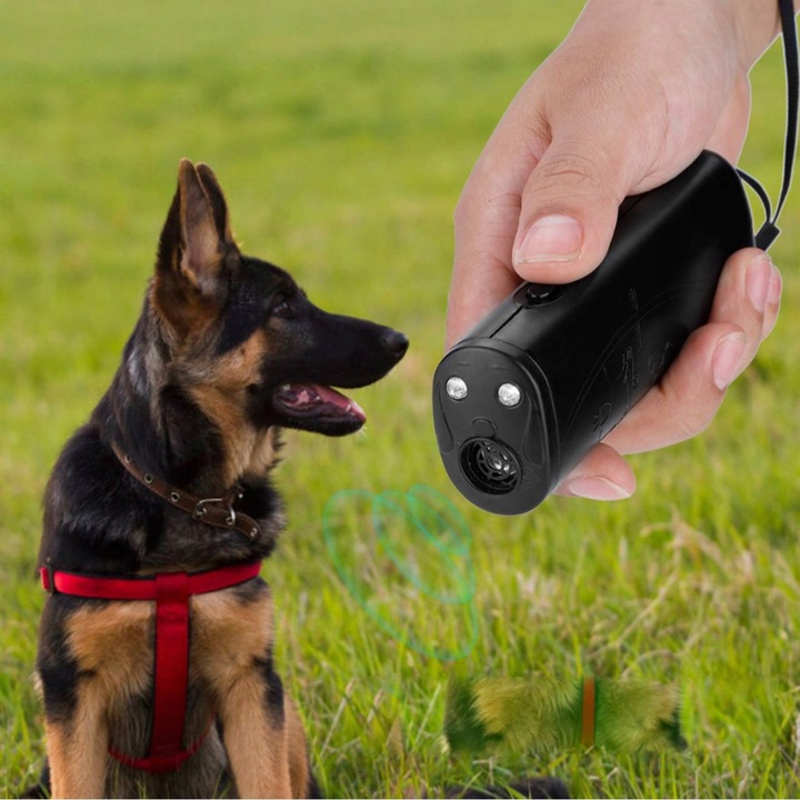 ODSTRASZACZ PSÓW ULTRADŹWIĘKOWY TRESER LATARKA 3W1 150 db + Bateria 9V