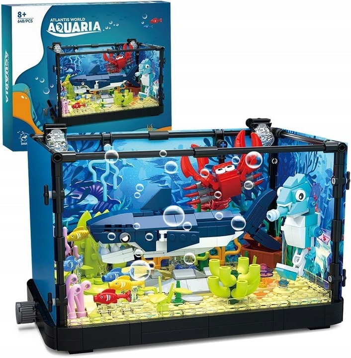 Klocki do akwarium z rekinami, kreatywny prezent urodzinowy dla dzieci
