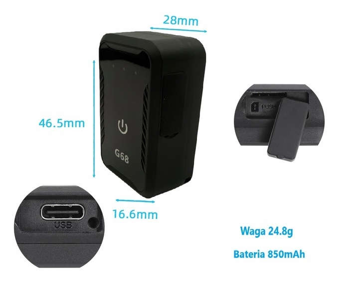 Mikro lokalizator GPS tracker 4G + aplikacja bez abonamentu SOS