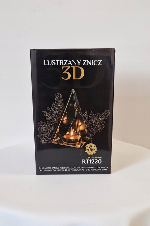 Lustrzany Lampion Znicz 3D LED Ostrosłup