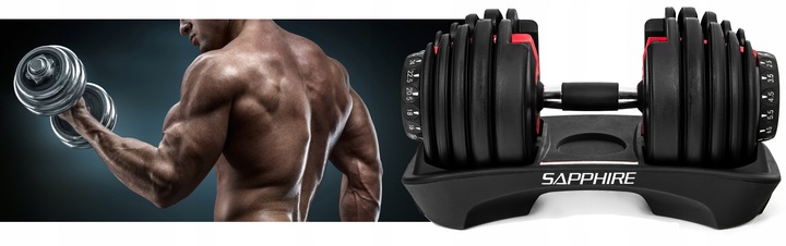 HANTEL REGULOWANY SAPPHIRE obciążenie 2,5KG - 24KG HANTLA 1x hantle SYSTEM