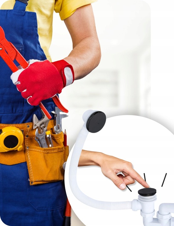 Syfon Wannowy KLIK KLAK Czyszczony od Góry Czarny z Korkiem Szybki Montaż