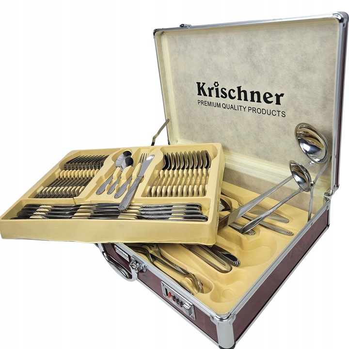 KOMPLET SZTUCÓW 12 OSÓB WALIZKA ZESTAW 72EL PREMIUM POŁYSK