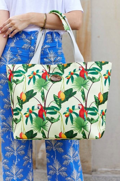 Torba Plażowa Duża Zapinana Na Zamek Torebka Shopper z Podszewką Piknik XXL