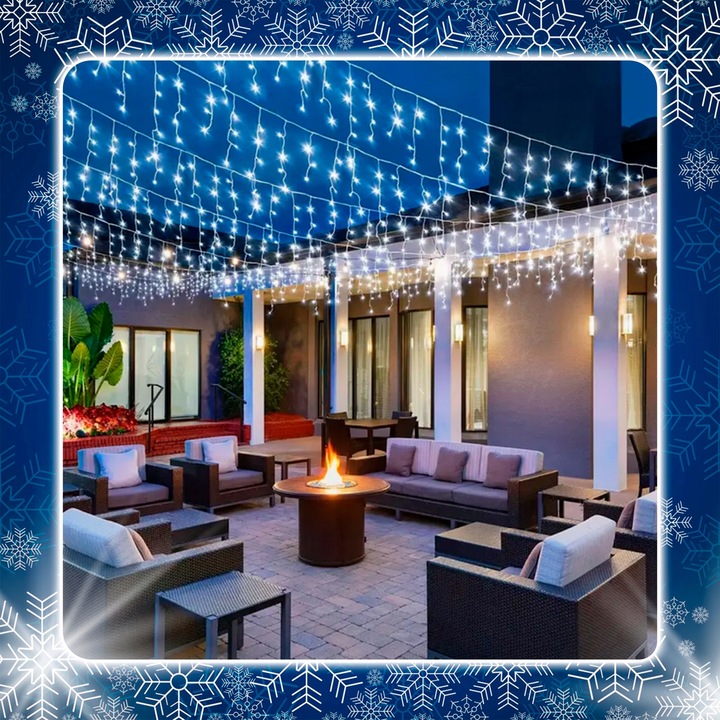 SOPLE 500 LED biały zimny + FLASH LAMPKI ZEWNĘTRZNE 23m GIRLANDA Kurtyna