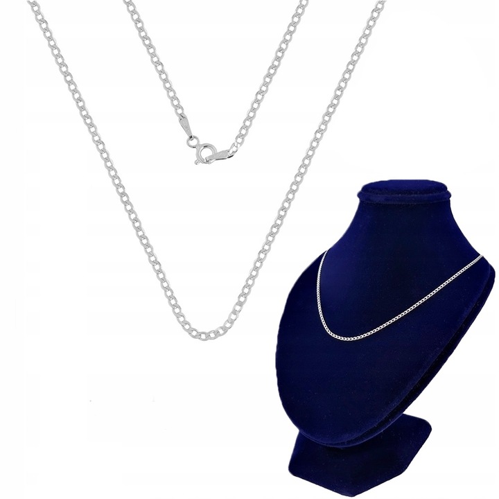 Klasyczny Srebrny Łańcuszek Pancerka Srebro 925 Naszyjnik 70 cm x 1.5 mm