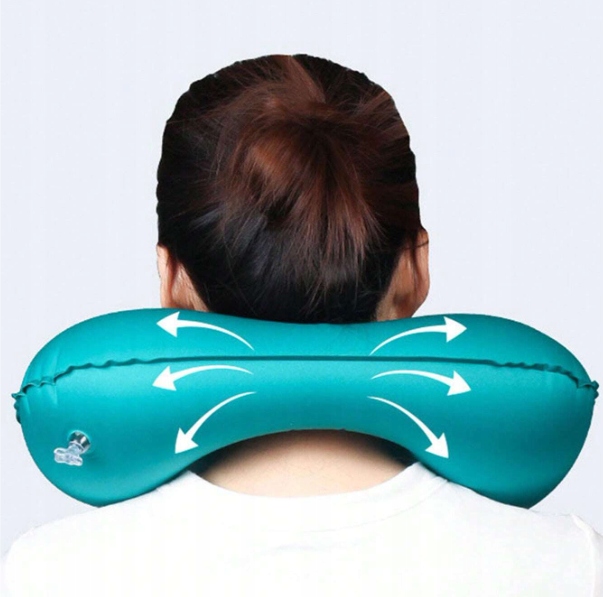 PODUSZKA PODRÓŻNA Dmuchana Samopompująca Welurowa ROGAL Do Spania Na Szyję