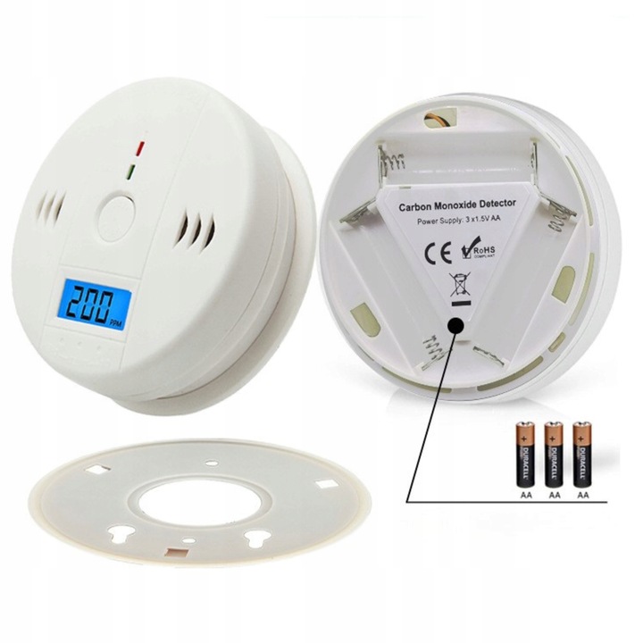 CZUJNIK CZADU TLENKU WĘGLA LCD DETEKTOR CO ALARM WYKRYWACZ BEZPRZEWODOWY