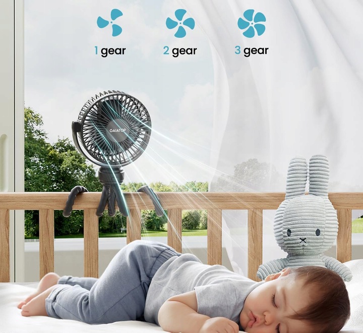 WENTYLATOR PRZENOŚNY WIATRAK BIURKOWY 5200mAh Z ELASTYCZNYM STATYWEM