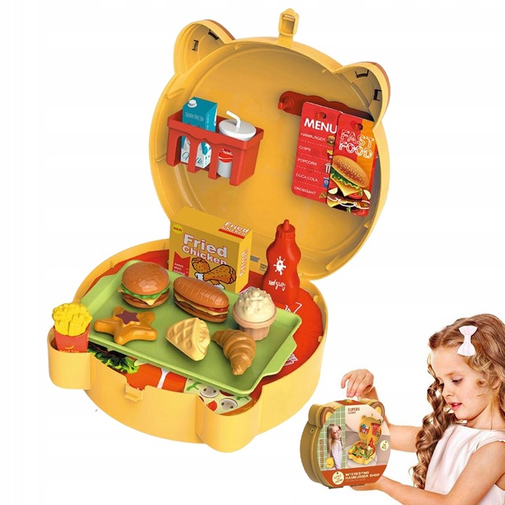 AKCESORIA KUCHENNE FAST FOOD PRZENOŚNY ZABAWA W RESTAURACJĘ DLA DZIECI