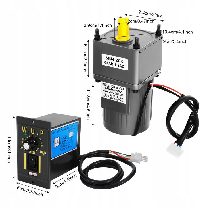 Silnik regulacji prędkości 40W 20K + regulator prędkości - 220V