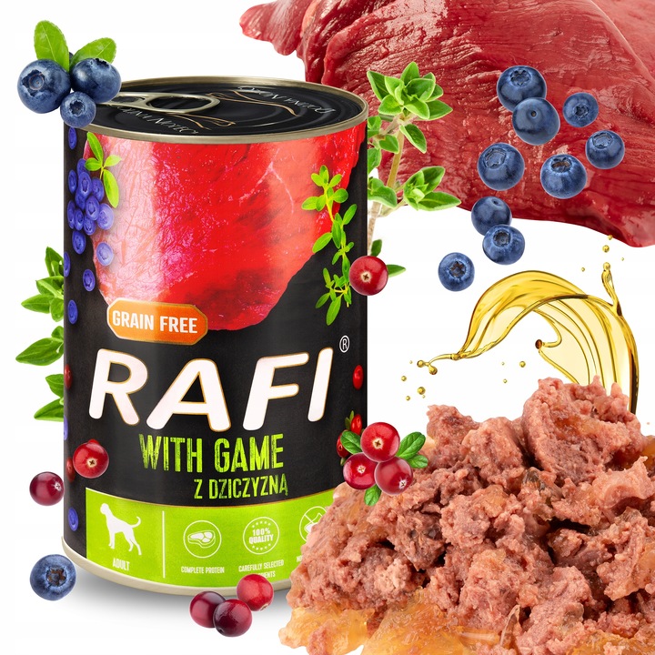 MOKRA KARMA DOLINA NOTECI RAFI ADULT BEZ ZBÓŻ PUSZKA MIX SMAKÓW 24 x 400G