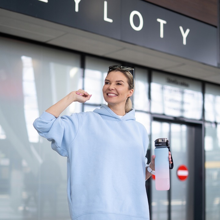 Duża BUTELKA na wodę MOMO WAY szczelny BIDON z miarką BPA free tritan 1l