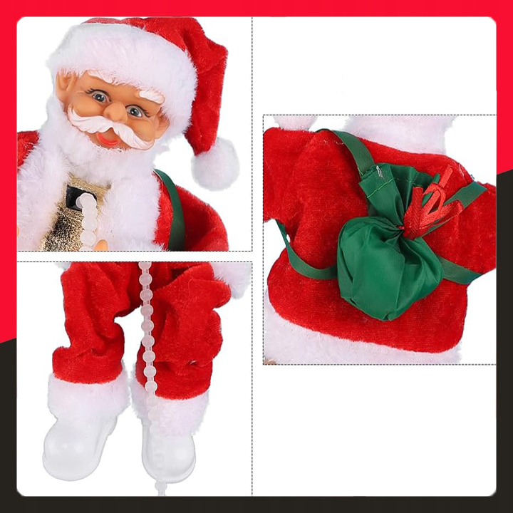 MIKOŁAJ WSPINAJĄCY SIĘ NA LINIE 100CM MELODYJKA NA PREZENT ŚWIĘTA WCHODZĄCY