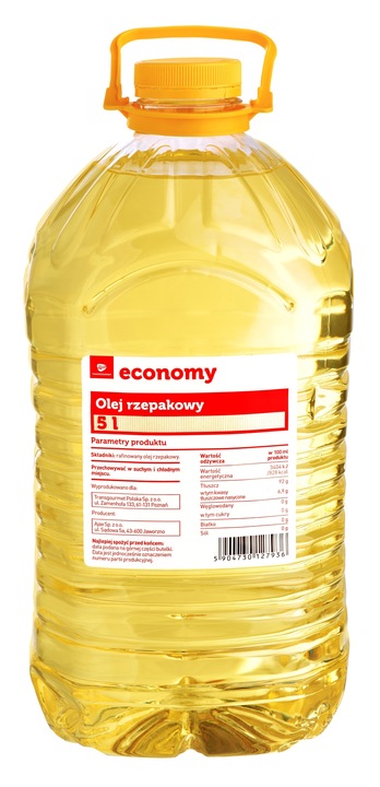 TOPSELLER Olej rzepakowy 100% XXL 5l do gotowania, pieczenia i smażenia