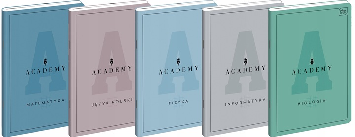 Zestaw zeszytów tematycznych Academy A5 INTERDRUK 9 sztuk + notes A6 gratis