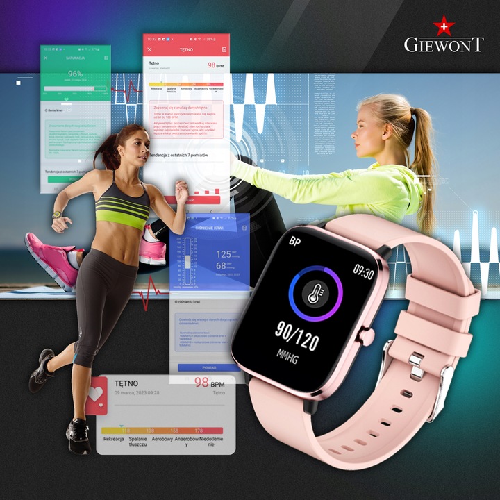 SMARTWATCH GIEWONT GW230-1 Dynamic SmartCall ROZMOWY SMS SPORT ALERT KROKI