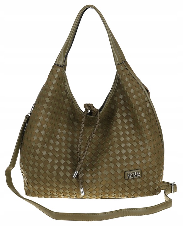 Torebka damska worek na ramię A4 elegancka pleciona pojemna CC6592 Zielona