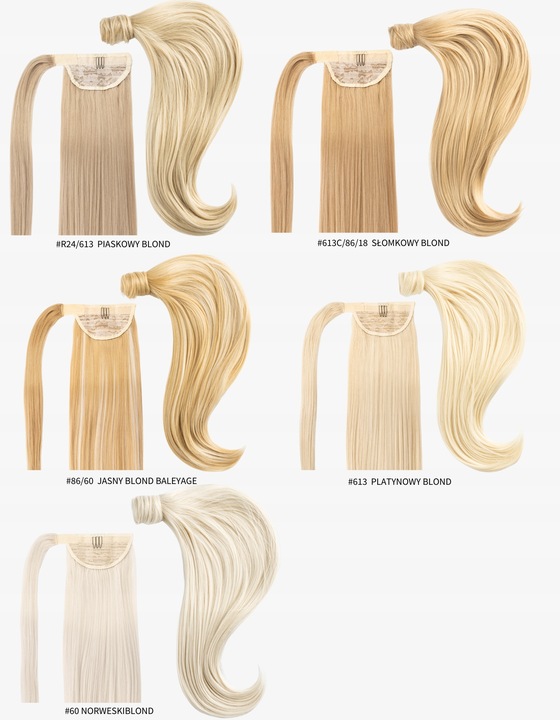 DOCZEPIANY KUCYK 50cm TRESKA ogon koński dopinka kitka 17 KOLORÓW doczepy